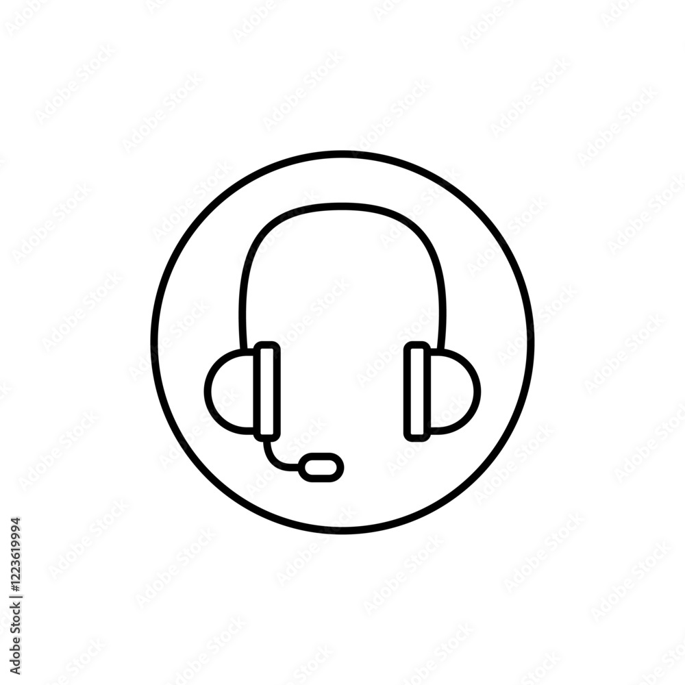 Headset icon Vector logo set flat