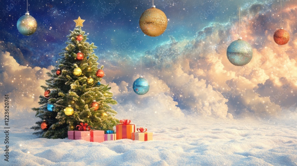 Fototapeta premium Magical Christmas Eve: A Dreamy Winter Wonderland