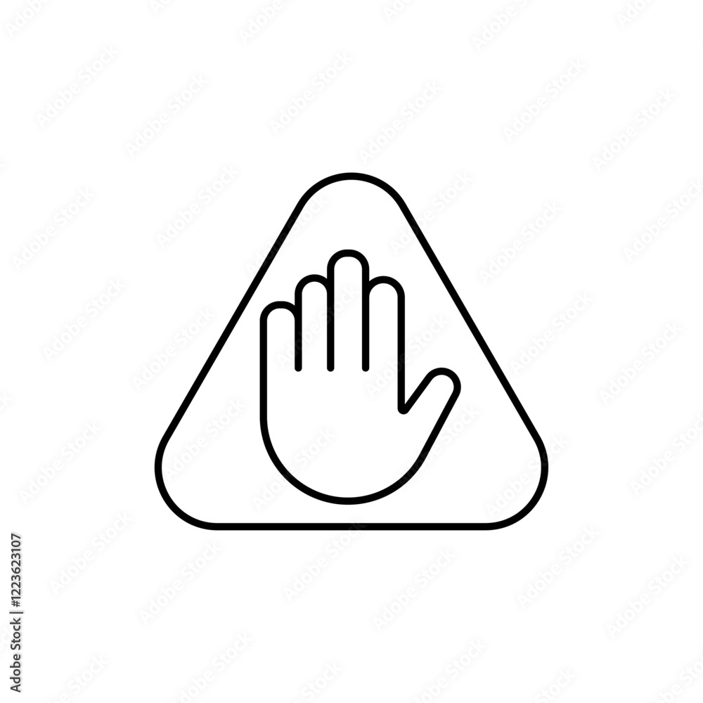 Stop sign with hand icon Vector logo set flat Stop sign with hand icon Vector logo set flat