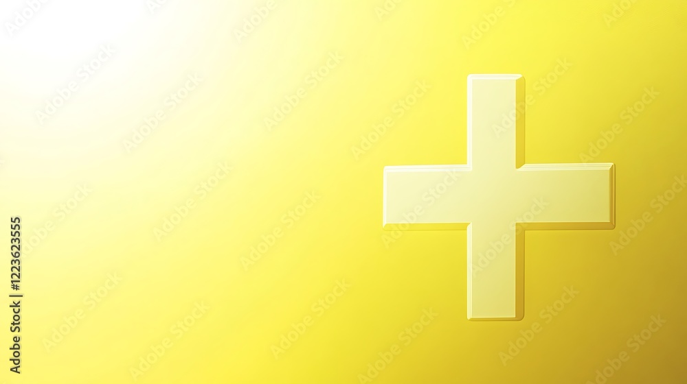Obraz premium Golden Cross Symbol on Yellow Background