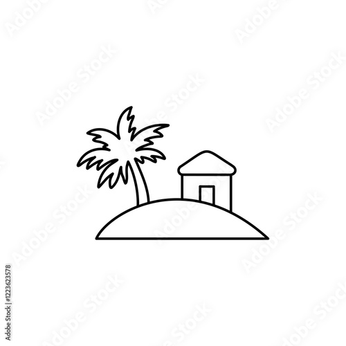 Tropical isle resort icon Vector logo set flat