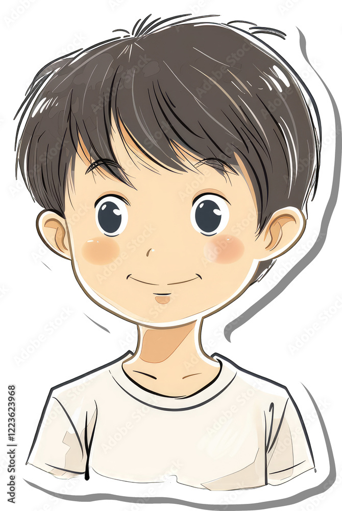An Illustration Of A Happy Young Boy Wearing A White Shirt An Illustration Of A Happy Young Boy Wearing A White Shirt