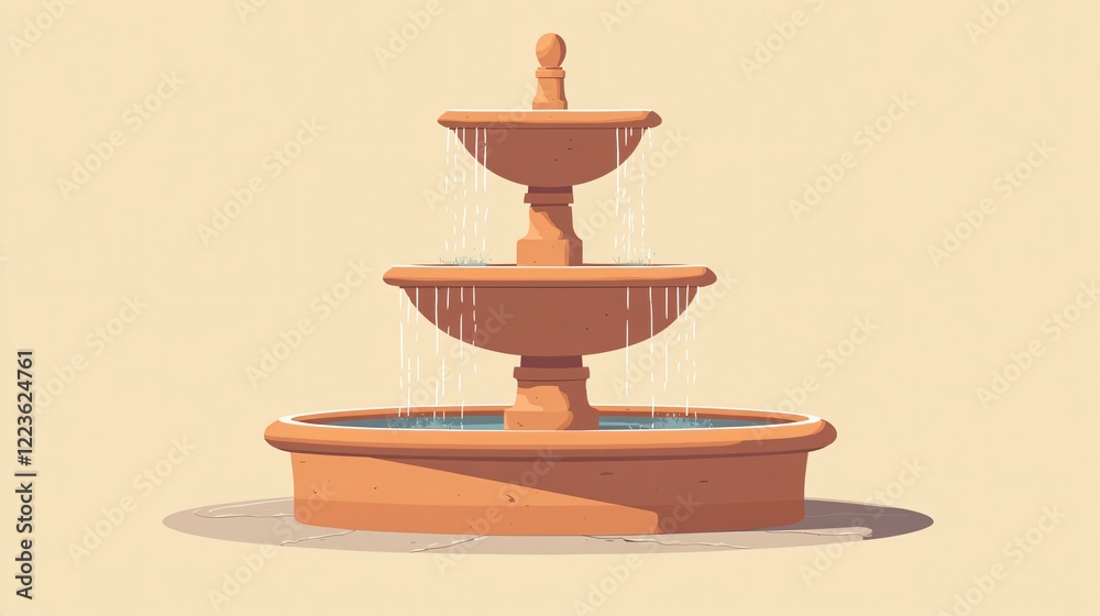 Elegant Clay Water Fountain Vector Illustration for Design Projects Elegant Clay Water Fountain Vector Illustration for Design Projects