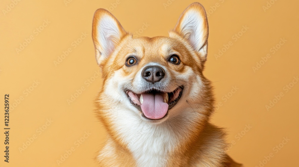 Corgi shows bright smile and cheerful demeanor in a playful indoor setting with warm colors Corgi shows bright smile and cheerful demeanor in a playful indoor setting with warm colors