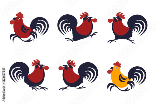 Cute chicken illustration, eggs, chicks, bright colors, poultry, poultry farm, isolated, vintage style cute cartoon Isolated on white background. 
Vector illustration.