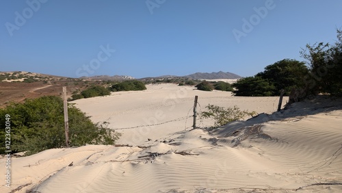 Fototapeta Naklejka Na Ścianę i Meble -  Viana Desert, Boa Vista, Cape Verde, Africa. Sand dunes in Boa Vista. 