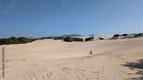 Fototapeta Naklejka Na Ścianę i Meble -  Viana Desert, Boa Vista, Cape Verde. Sand dunes in Boa Vista. 
