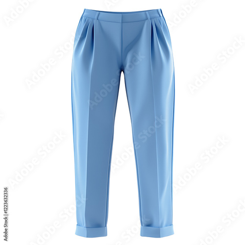 Pleated Womens Light Blue Trousers Fashionable, Elegant, Casual Style