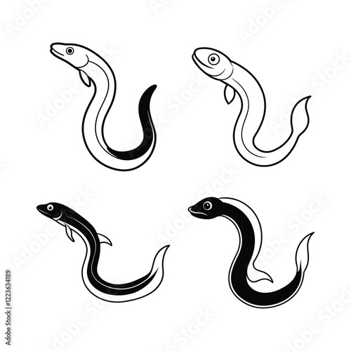 Set of hagfish vector illustration photo