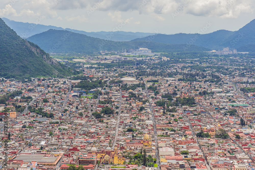 Panoramic view of Orizaba from Cerro del Borrego, Mexico. Scenic landscape, mountain views, and natural exploration concept