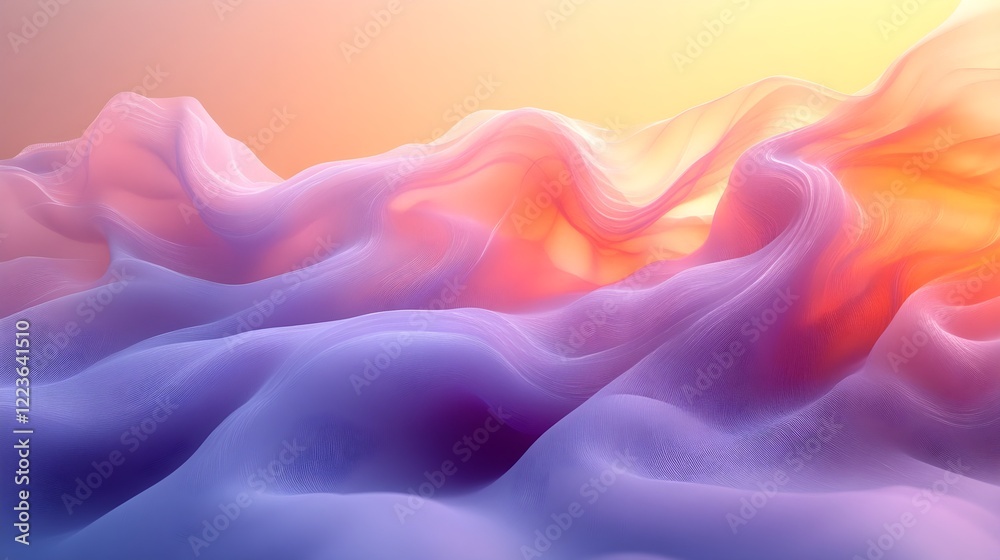 Obraz premium A design with soft purple waves flowing into a golden peach tone.