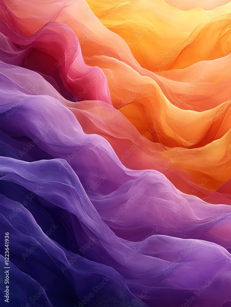 Obraz premium A design with soft purple waves flowing into a golden peach tone.