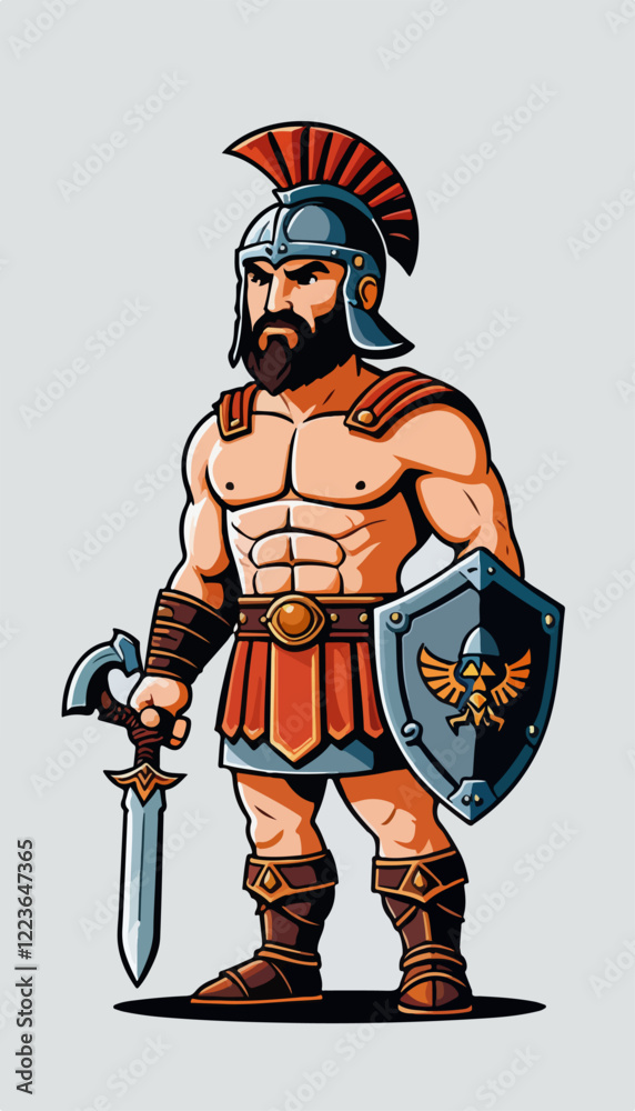 Obraz premium Fierce Roman Fighter with Armor and Weapons