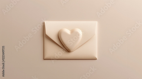 Elegant envelope with a 3D heart – perfect for romantic themes and Valentine's Day