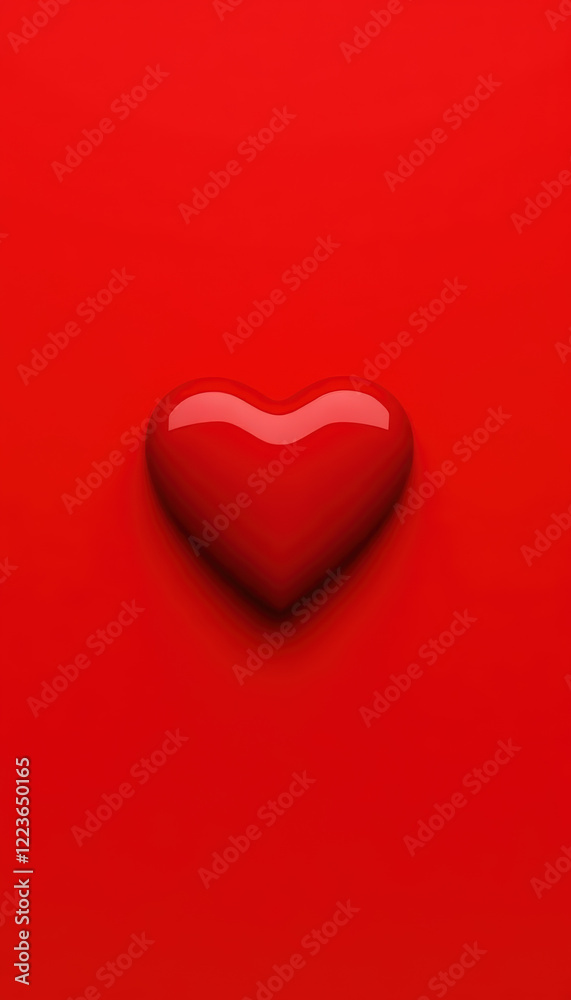 Glossy red heart on a bright red background, emphasizing love and passion. Glossy red heart on a bright red background, emphasizing love and passion.