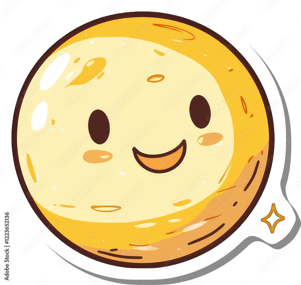 Fototapeta premium Happy Yellow Circle Emoji Sticker Design