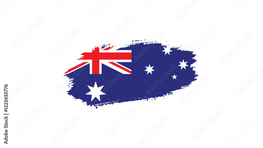 Grunge Australian flag with paint brush textured isolated on PNG or transparent background, Watercolor painting flag—Australian Flag with Brush Concept Vector Illustration. Grunge Australian flag with paint brush textured isolated on PNG or transparent background, Watercolor painting flag—Australian Flag with Brush Concept Vector Illustration.