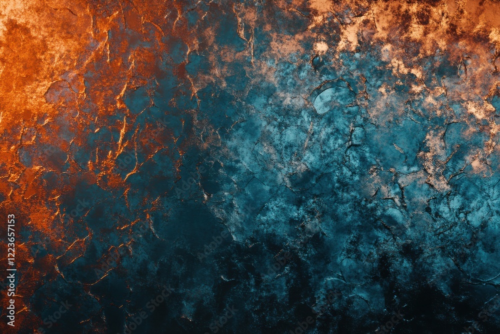 minimalist 3D mercury surface image with teal and orange hues minimalist 3D mercury surface image with teal and orange hues