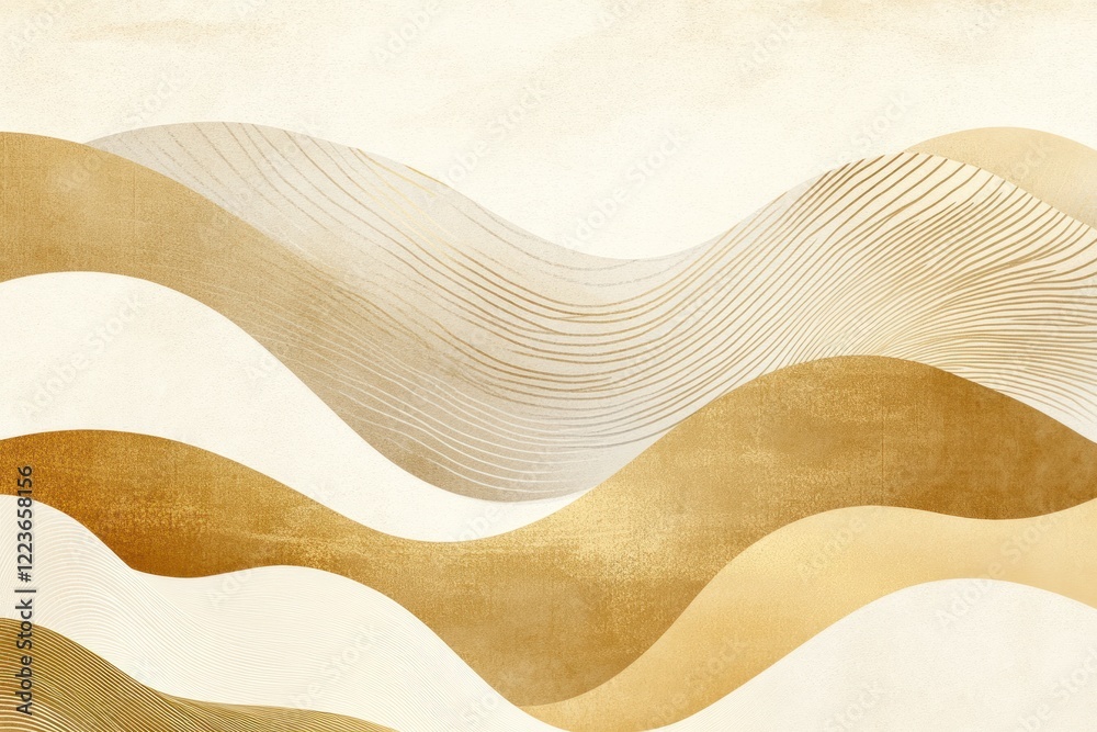 Gold wave abstract art, textured background, design element (1)