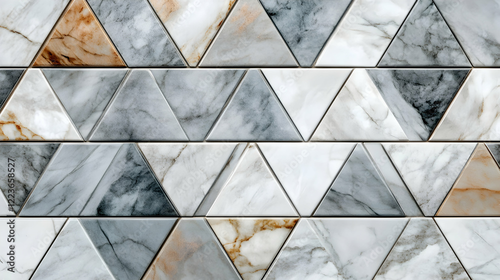 Seamless Marble Wall Pattern with Triangular Tiles for Interior Design