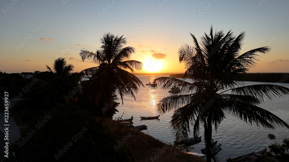 Golden Sunset Over Brazil’s Northeast – A Tropical Paradise Golden Sunset Over Brazil’s Northeast – A Tropical Paradise