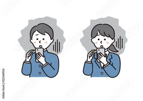 スマホでトラブルをかかえる学生の男女