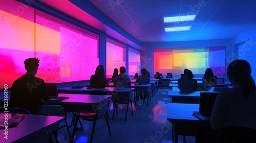 Dynamic learning environment for all genders in a modern classroom innovative technology vibrant atmosphere