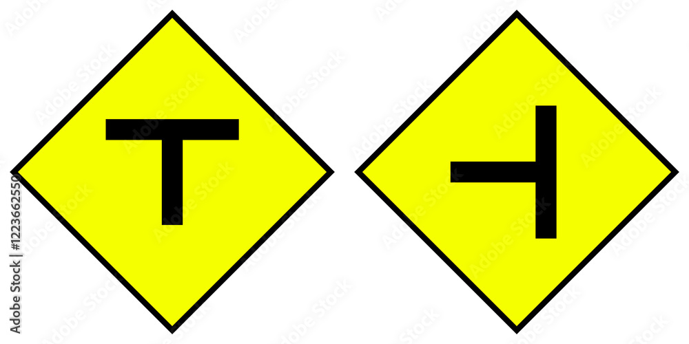 FORK AND SIDE ROAD, PREVENTION SIGNS, TRAFFIC SIGNS FORK AND SIDE ROAD, PREVENTION SIGNS, TRAFFIC SIGNS