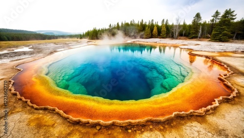 Geothermal Spring, Colorful Hot Spring, Yellowstone National Park photo