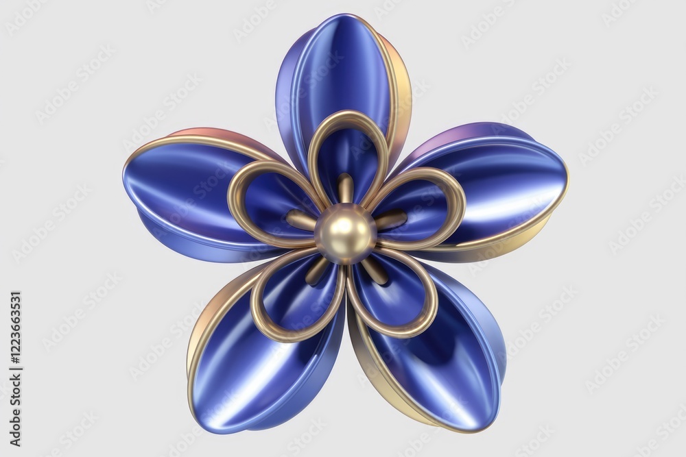 A stylized flower with blue and gold petals. A stylized flower with blue and gold petals.