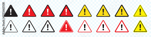 Danger sign, warning sign, attention sign. Danger icon, warning icon, attention icon. Exclamation mark in triangle.