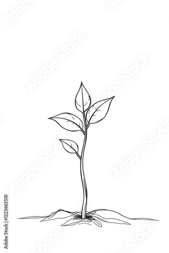 Hand-drawn sketch of a young sprout emerging from the soil, symbolizing growth and new beginnings
