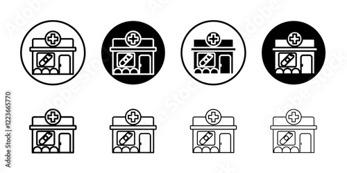 Pharmacy icon flat and simple set design