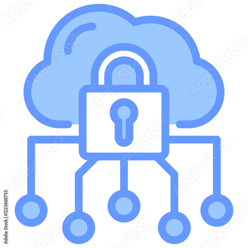 Hybrid Cloud Lineal Blue Icon