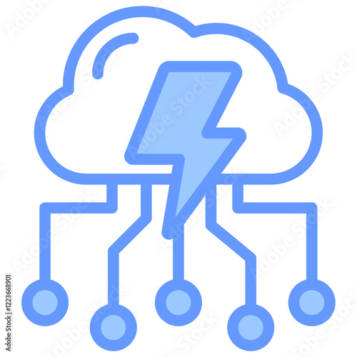 Cloud Burst Lineal Blue Icon