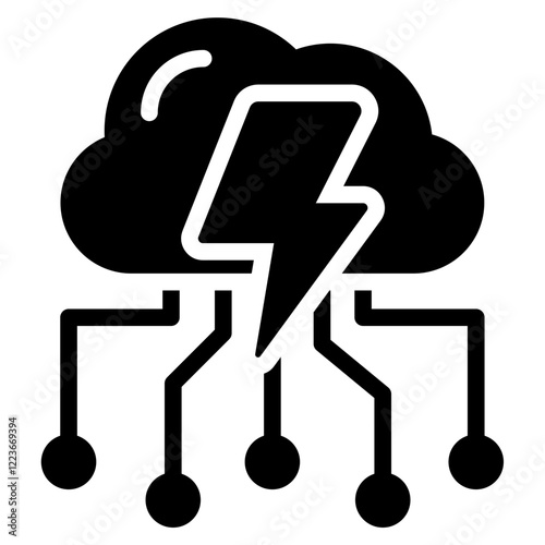 Cloud Burst Solid Black Icon