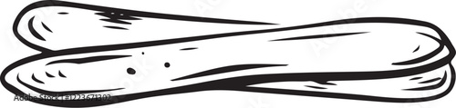 Vector Cartoon Hand Drawn Bread Sticks Line Art, grissini