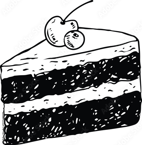 Vector illustration of hand painted chocolate cake