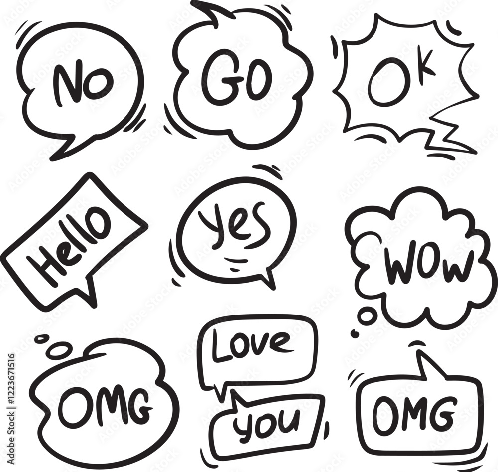 Fototapeta premium Doodle hand drawn speech bubble
