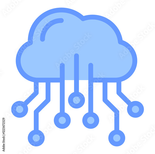 Cloud Computing Lineal Blue Icon
