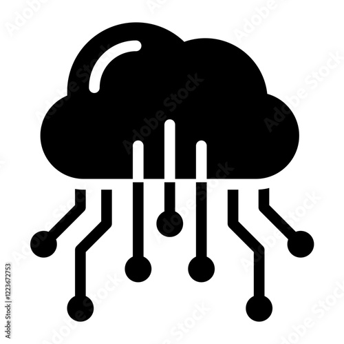 Cloud Computing Solid Black Icon