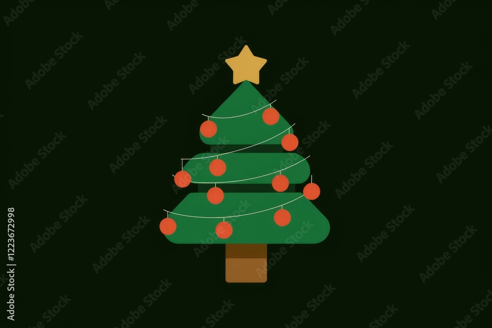 A simple illustration of a Christmas tree with ornaments and lights. A simple illustration of a Christmas tree with ornaments and lights.