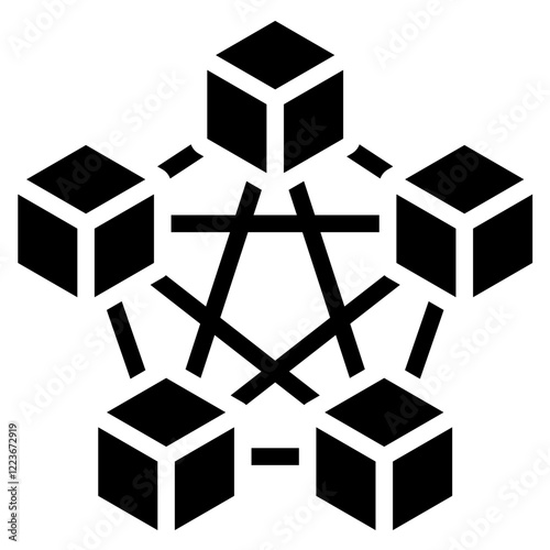 Blockchain Technology Solid Black Icon