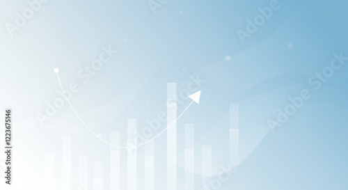 Abstract Blue Growth Chart Background with Upward Trending Arrow