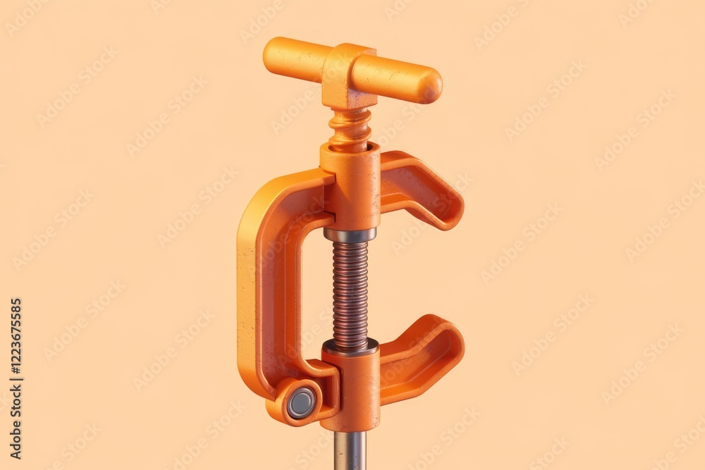 A closeup of an orange Cclamp against a peach background. A closeup of an orange Cclamp against a peach background.