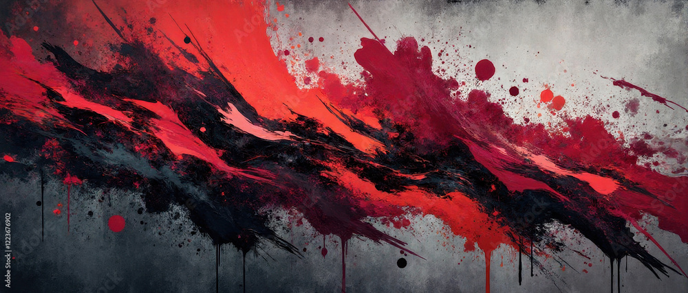 Abstract strokes of Maroon paint diagonally on a gray-black rough surface Abstract strokes of Maroon paint diagonally on a gray-black rough surface