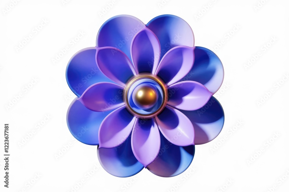 A stylized blue and purple flower with a gold center. A stylized blue and purple flower with a gold center.