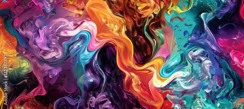Wallpaper Mural Vibrant Abstract Digital Artwork Depicting Complex Human Emotions with Bold Swirling Colors Torontodigital.ca