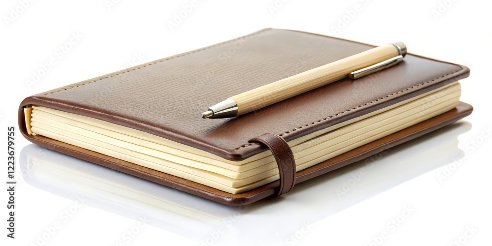 Brown Leather Notebook and Pen Brown Leather Notebook and Pen