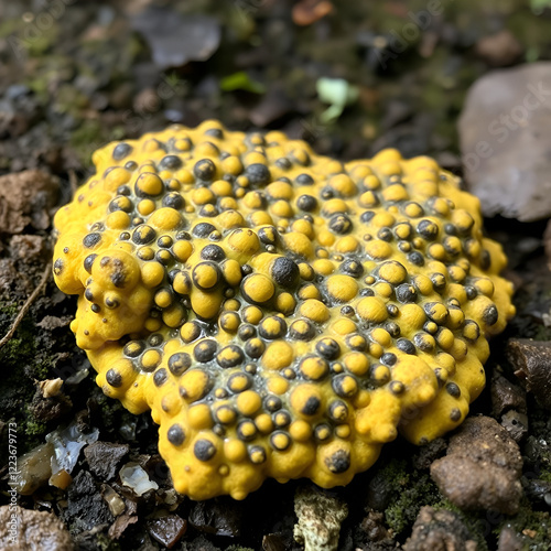 Lepidoderma tigrinum, known as spotted tiger slime mold, mature specimen from Finland photo